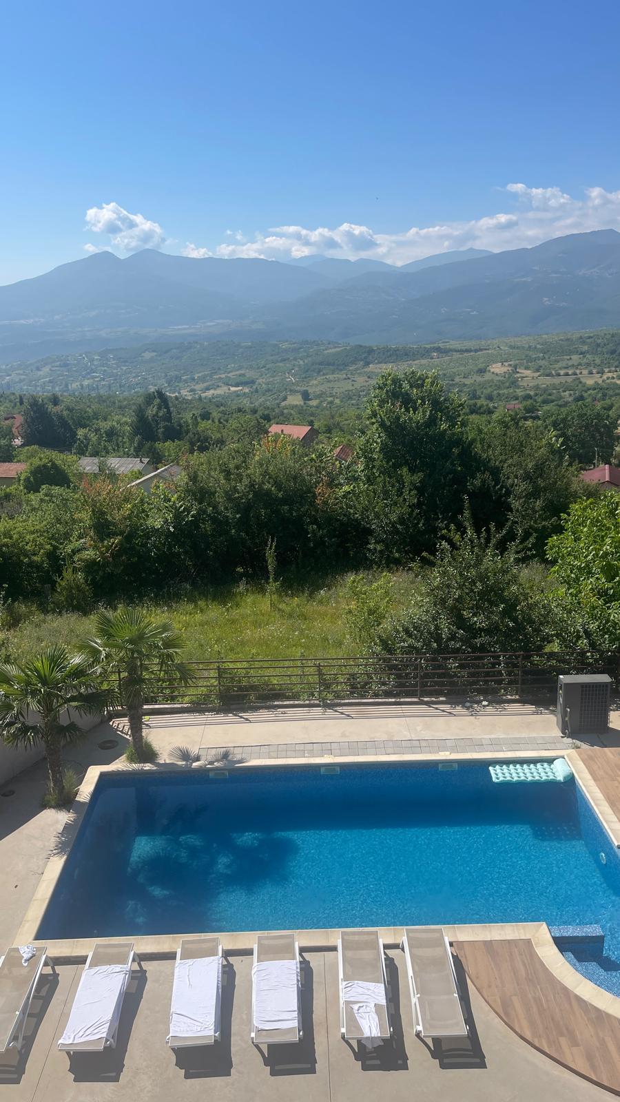 Pool with mountain panorama